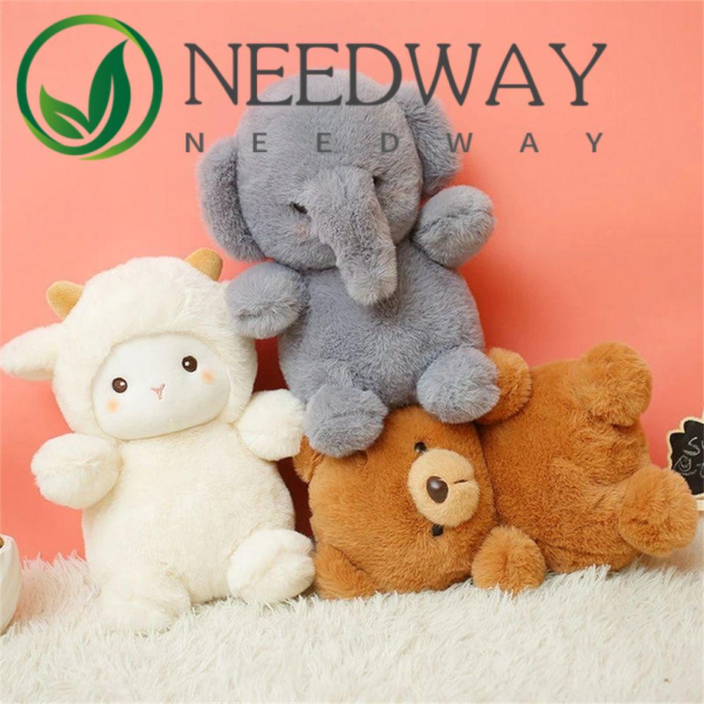 Needway  Hewan Plushies Boneka Mainan Bayi Hadiah Ulang Tahun Berbulu Rambut Boneka Mainan Super Lembut Domba Boneka Binatang