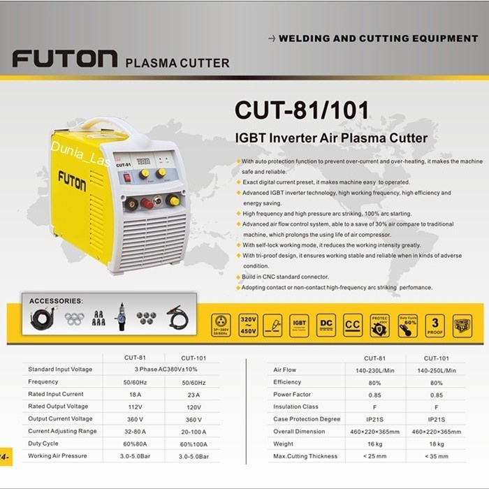 FUTON CUT-81 Mesin Las Plasma CUT 81 Welding Inverter Travo Las