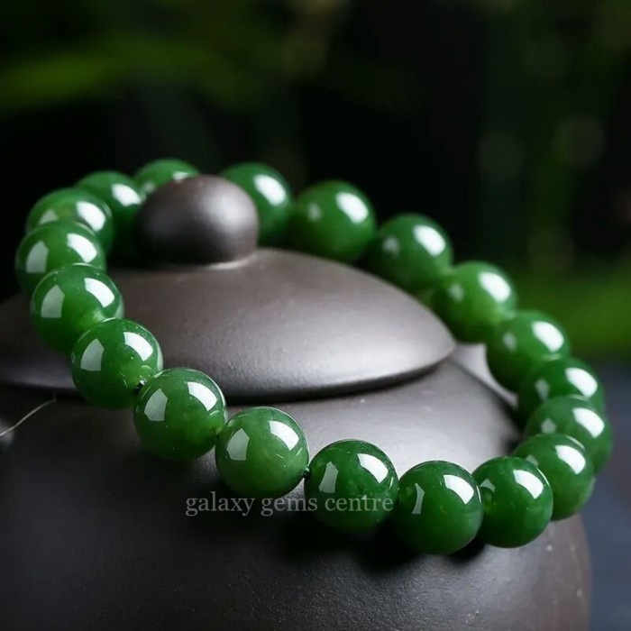 Gelang Batu Natural Giok Hijau Tua