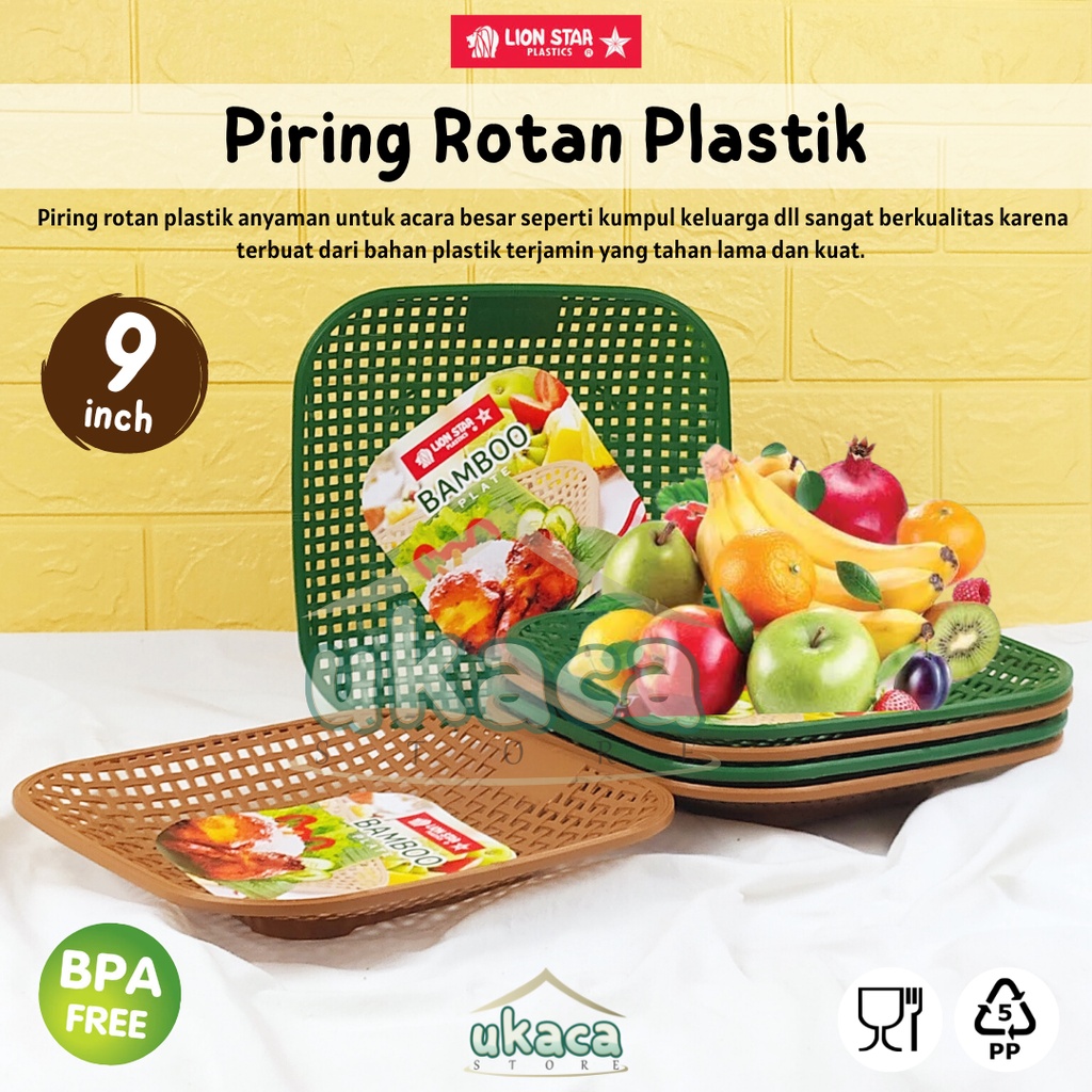 Piring Rotan Plastik Kotak Anyaman Ecer Alas Makan Anti Pecah Murah Perlengkapan Dapur Perabotan Rum