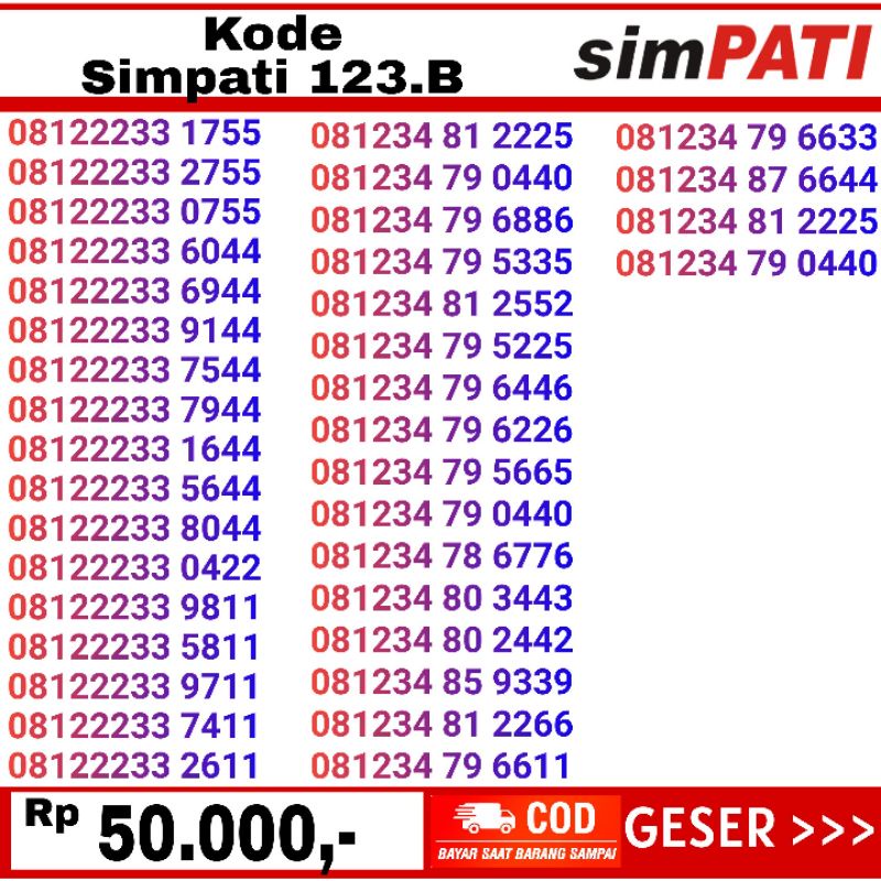 Nomor cantik telkomsel simpati prabayar aba cdc ded