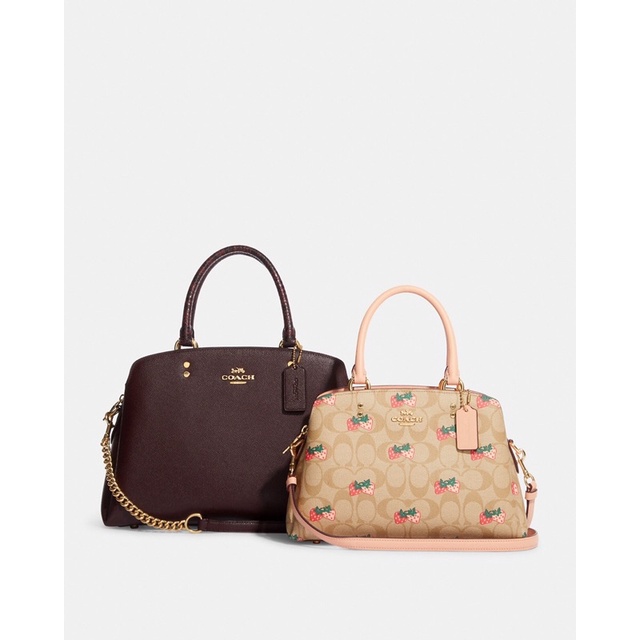 Coach Mini Lillie Carryall In Signature Canvas With Strawberry Print (CB598)