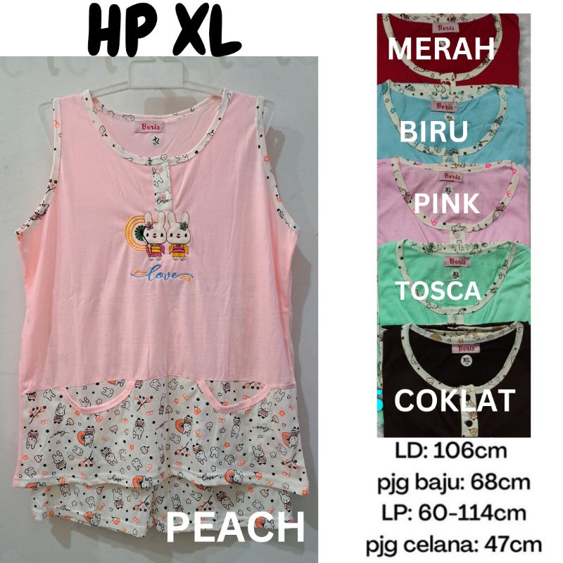 BAJU TIDUR BABYDOLL BERIS HP XL - twin bunny