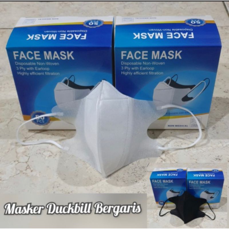 Masker Duckbill 50Pcs garis mirip sensi
