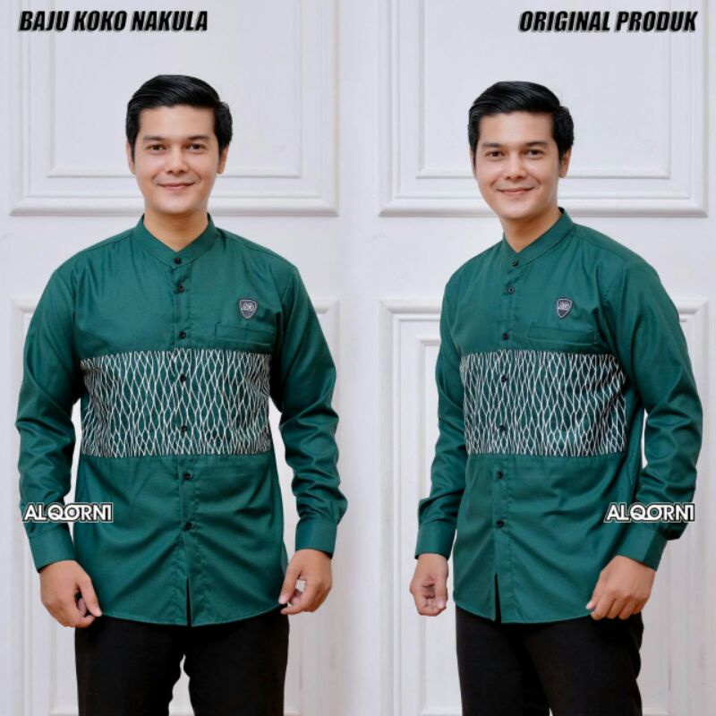 Baju Koko Pria Lengan Panjang Motif Nakula