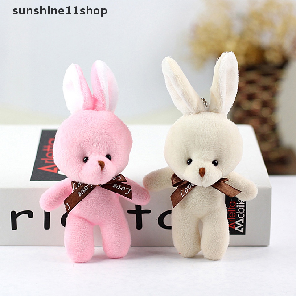 Sho Boneka Kelinci Boneka Kelinci Plush Toy Dasi Kupu Terang Sutra Rabbit Plush Toy Plush Toy Hadiah Kecil Untuk Pesta Pernikahan Gantungan Kunci Tas Ponsel Liontin PP Kapas Boneka Lembut Kelinci N