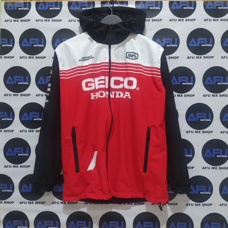 JAKET WATERPROOF GEICO HONDA MERAH HITAM PUTIH TRAIL MOTOCROSS OUTDOOR ANTI AIR DISTRO PRIA WANITA T