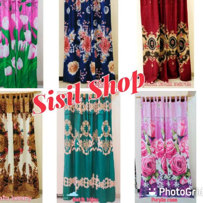 Gorden pintu dan jendela rumbai bahan katun hordeng motif bunga dan karakter