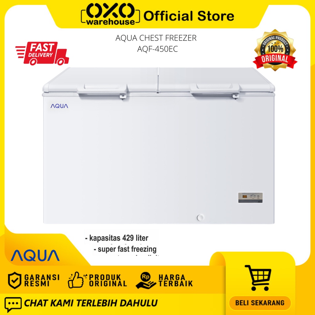 AQUA Chest Freezer AQF-450EC 450 L Low Watt Garansi Resmi