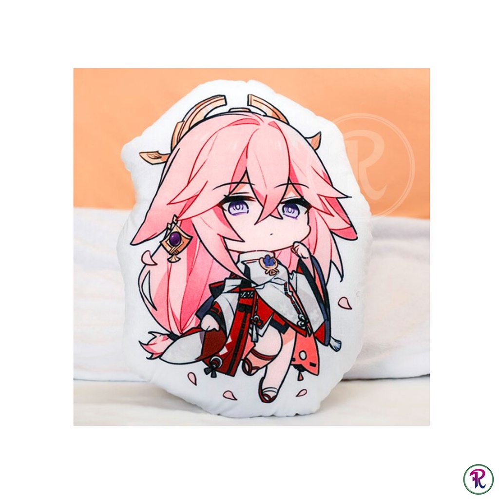 Bantal Game Genshin Impact Yae Miko Plush Print 40cm Double Side Print
