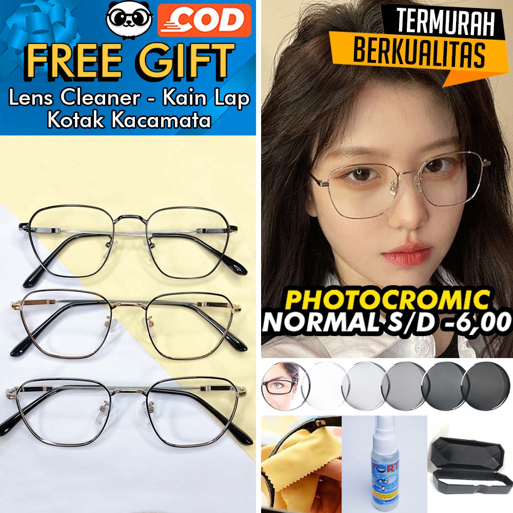 Kacamata PHOTOCROMIC 9088 [Tangkai Lentur Fleksibel] Lensa berubah warna Anti Radiasi UV Sunglass Blueray Blulightcrmic Bluecromic Minus/Plus Korea Fashion Pria &amp; Wanita