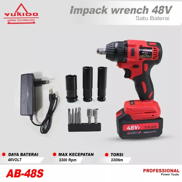 PROMO YUKIDO POWER TOOL  Cordless Impact Wrench 48V 48S Bor Buka Baut Baterai Portable CORLESS BUKA BAUT 48VOLT IMPACT WRENCH 48VOLT BOR BATRAI 48VOLT GARANSI% YUKIDO