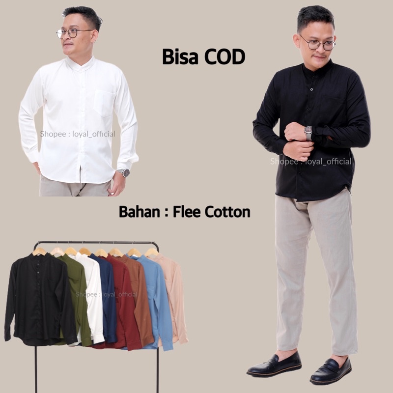 Loyal Kemeja Pria Lengan Panjang Kerah Sanghai Basic Polos Koko Casual Slimfit M L XL