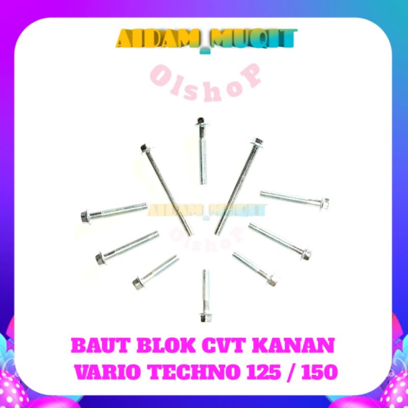 BAUT BLOK CVT VARIO 125 VARIO 150 BAUT BLOK CVT VARIO TECHNO BAUT BLOK MESIN VARIO 125 TECHNO BAUT BLOK MESIN VARIO 150 SATU SET