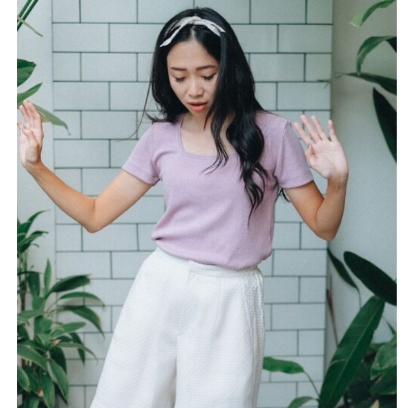 maven mell squareneck in lillac new with tag, mell turtleneck sleeve black