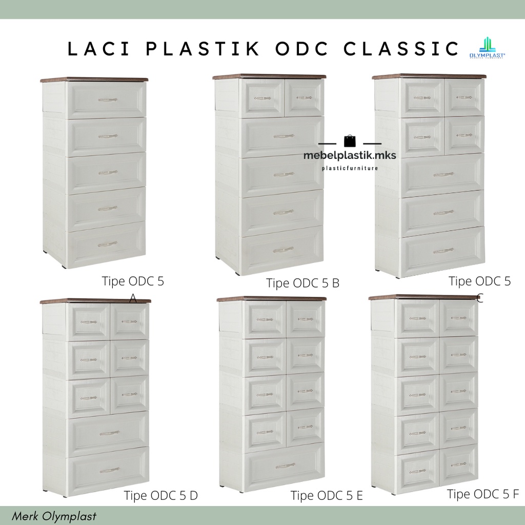 Laci Plastik Susun 5 Putih Olymplast Drawer Cabinet ODC Classic