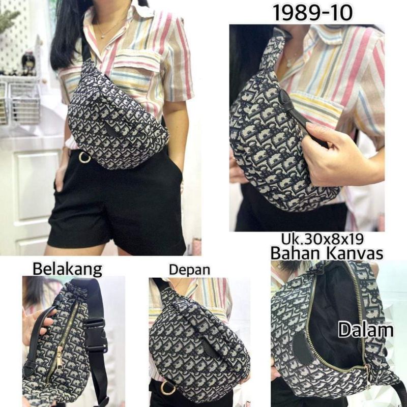 NEW ITEM tas fashion waist bag waistbag bumbag kanvas import kode 1989-10