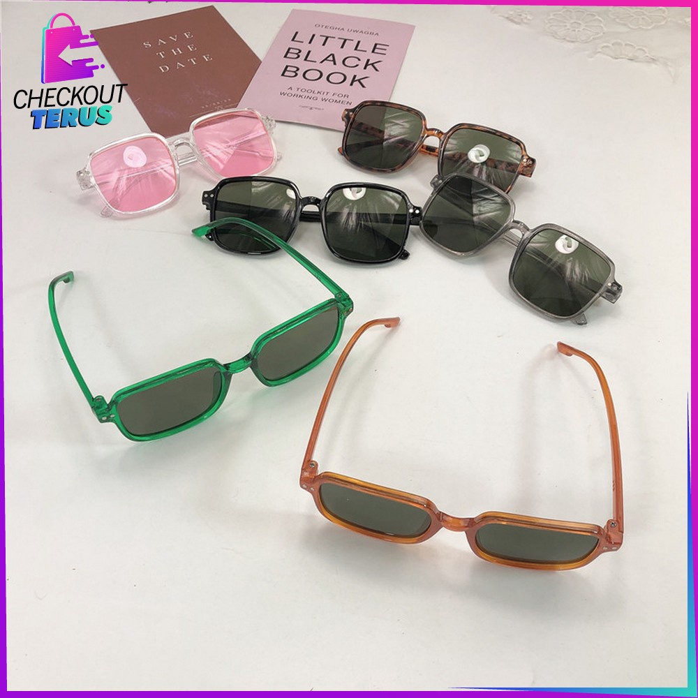 CT C673 Kacamata Hitam Wanita Petak Fashion Korea Retro Petak Eyeglasses Fashion Korean Style Sunglasses