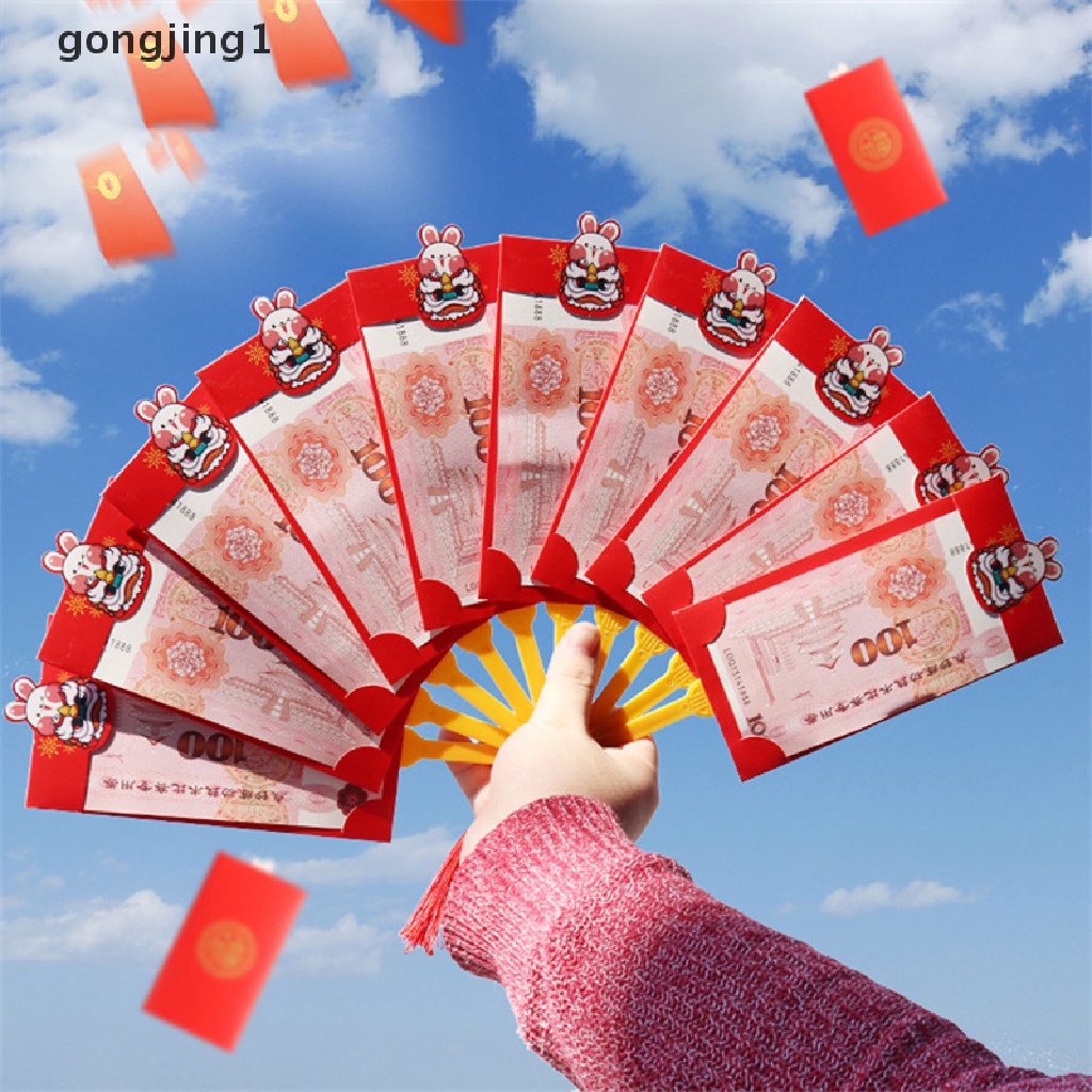 Ggg 2023tahun Baru Kreatif Amplop Merah Bentuk Kipas Hongbao Festival Musim Semi Cina Saku Merah Harapan Terbaik Keberuntungan Kantong Uang Hadiah Tas ID