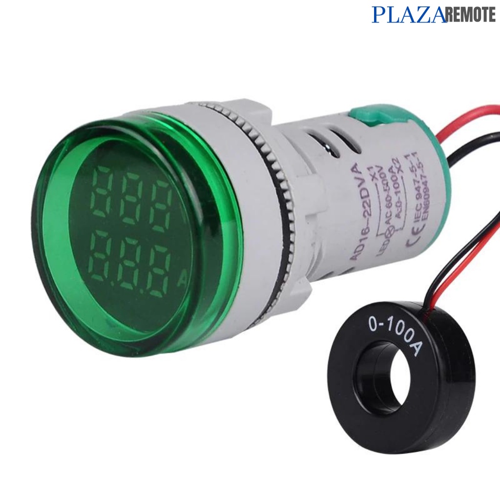 PILOT LAMP VOLTMETER + AMPERE DIGITAL AD16-22MM PENGUKUR AC 50-440V 0 - 100A