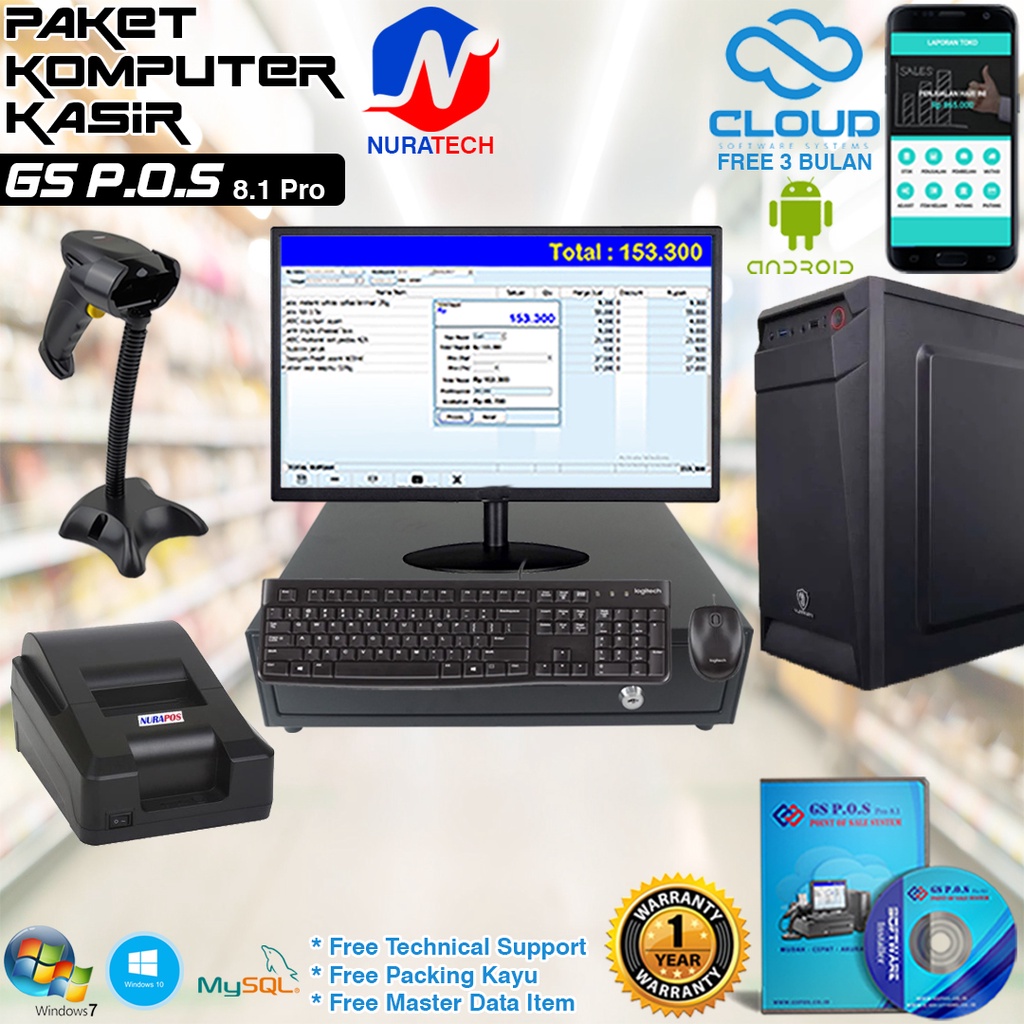 paket komputer kasir murah untuk toko - retail - mesin kasir mini