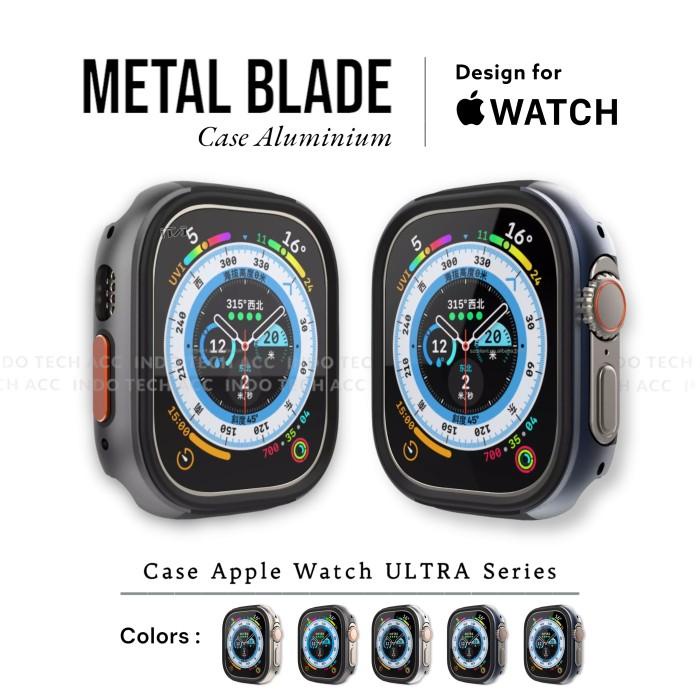 Hard Case Metal Blade Apple Watch ULTRA, Size 49mm Bumper Alumunium Full Cover rame Jam - Pelindung Body Jam