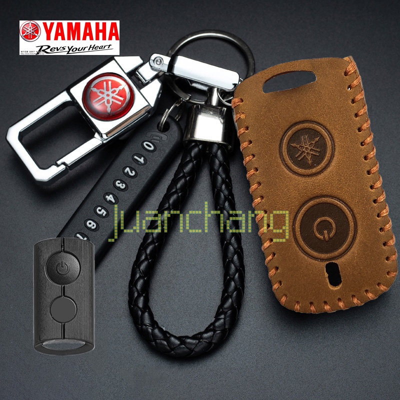 Hot Sale Sarung Cover Kunci Kulit Motor Case Untuk Yamaha Fazzio Nmax155 2020 2021 AEROX JAUNS XMAX300 Sniper 2021kunci Remote leather Case Cover Holder Gantungan Kunci