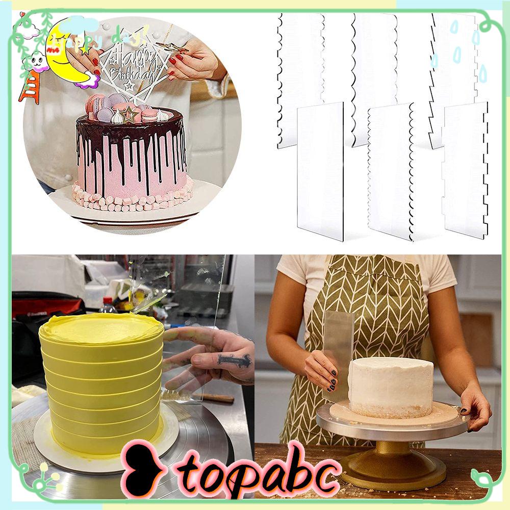 Top 6pcs Scraper Kue Set Dapur Rumah Hiasan Kue Pastry Cutter Gigi Gergaji Transparan Bening Akrilik