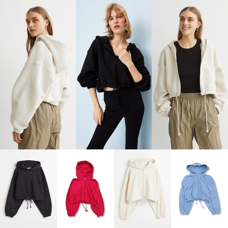 HM Drawstring Zipper Hoodie - Sweater Crop - Jacket Zipper - 3382