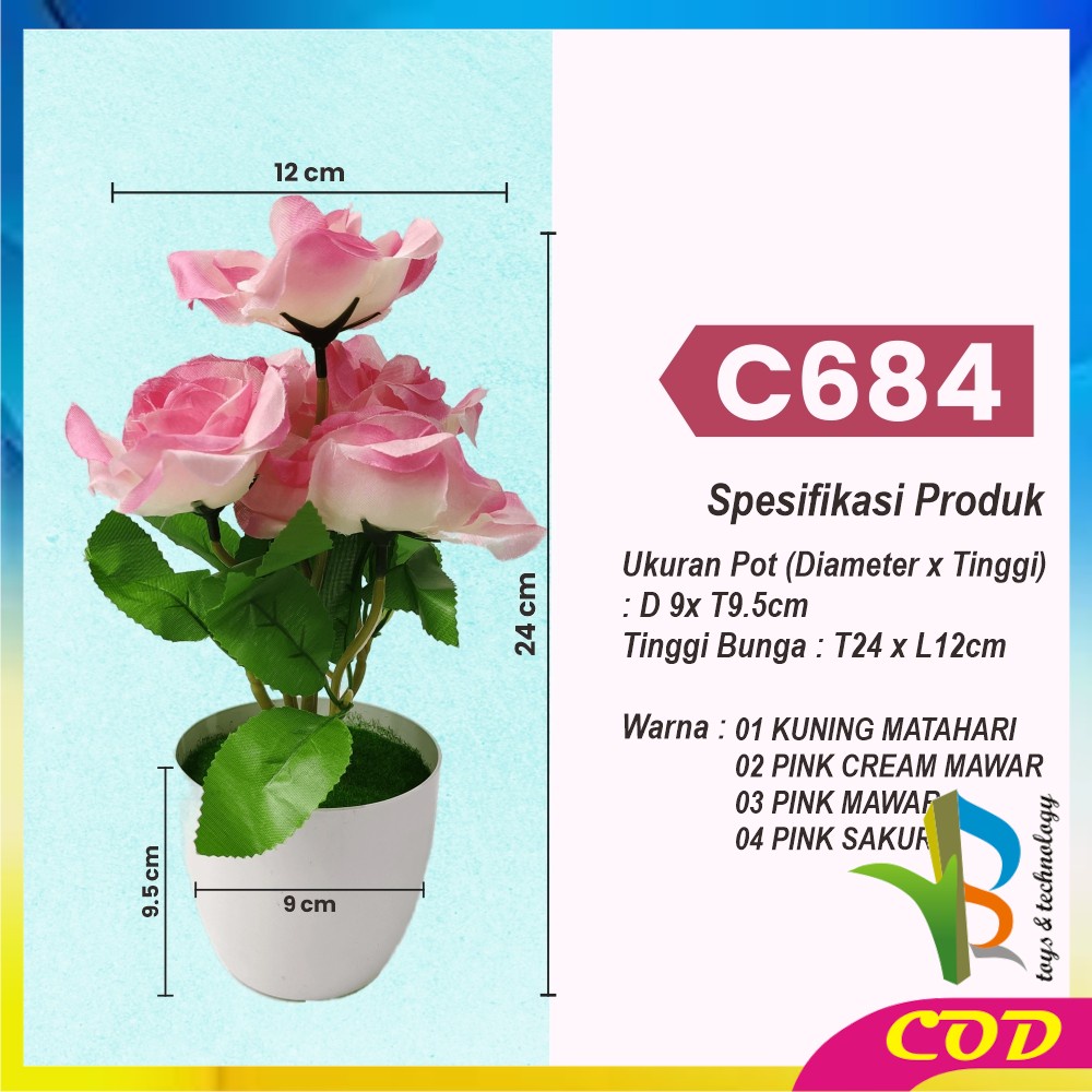 RB-C682 C684 Pot Tanaman Bunga Lily Artificial Dekorasi Rumah / Tanaman Hias Plastik Pot Bunga Hias Bunga Artifisial Dekorasi