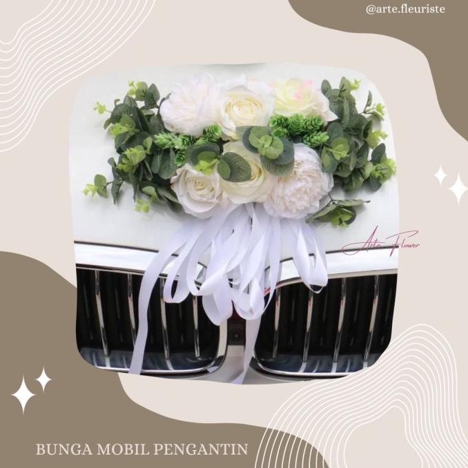 hiasan bunga mobil pengantin, bunga mobil pengantin mini