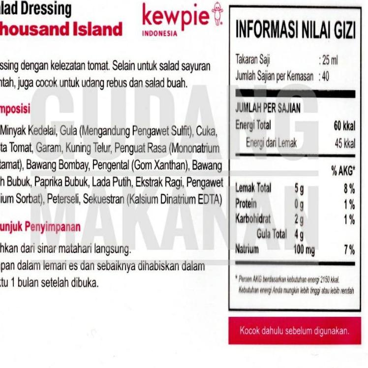 

[PRODUK CKQ9H] Kewpie Salad Dressing Thousand Island 1 Liter H9S
