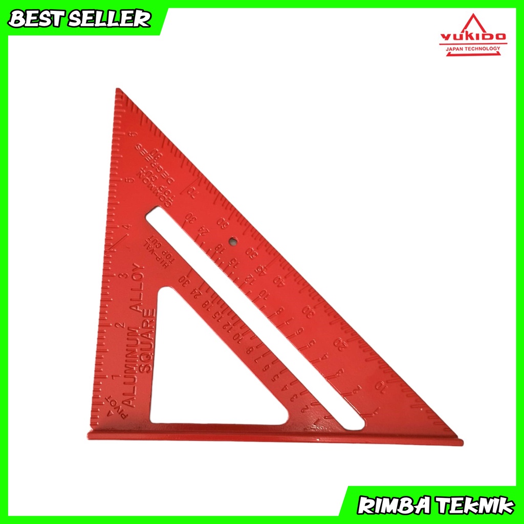 Promo SEGITIGA penggaris Besi 7 inch siku sudut alat pengukur ruler merah speed square Termurah