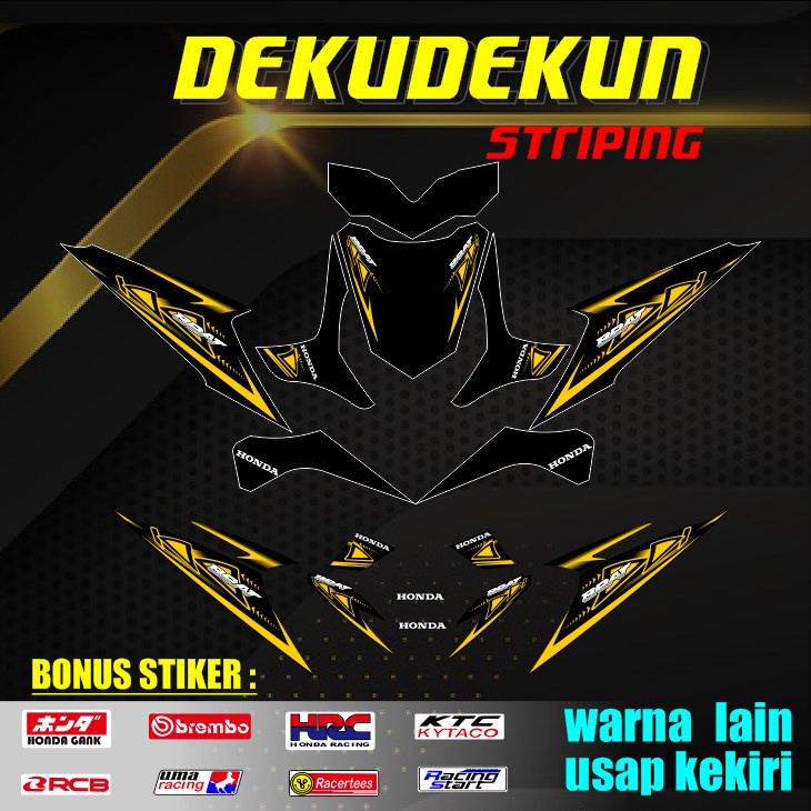 Striping Sticker Decal Stiker Beat Karbu Old Lama Variasi Custom Model Ori Tahun 2008 - 2012 Dasar H