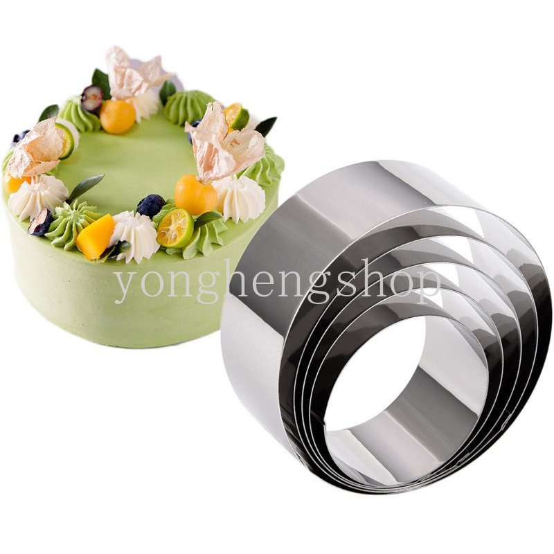 5/6 /6 /8 /10 cm Stainless Steel Bulat Mousse Ring Dessert Kue Cetakan Cookie Biskuit Cutter Tart Rings Dapur DIY Cetakan Kue