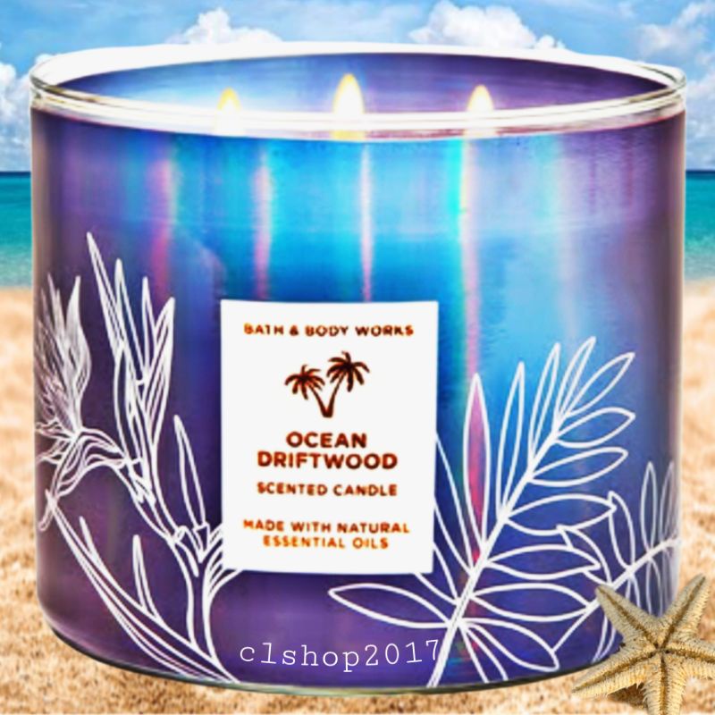 BATH &amp; BODY WORKS BBW OCEAN DRIFTWOOD 3-WICK SCENTED CANDLE 411 G LILIN WANGI 3 SUMBU UKURAN BESAR PENGHARUM RUANGAN