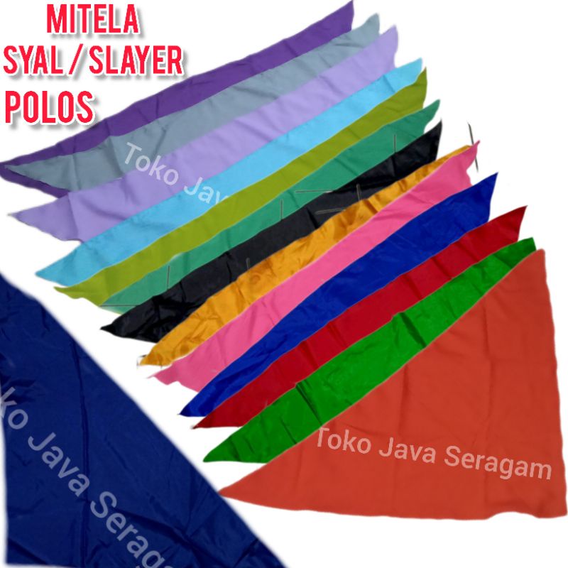 Serenescents06 Syal Mitela Segitiga Polos Slayer Paskibra Warna Biru Navy Kuning Hitam Hijau Merah