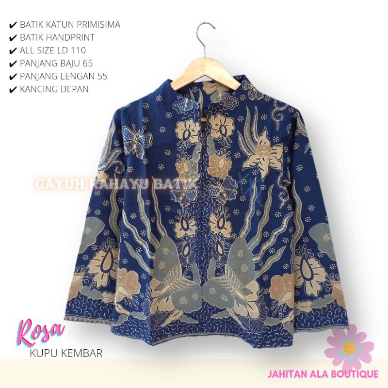 Blus Rosa kupu kembar kuning batik solo atasan kerja blus wanita