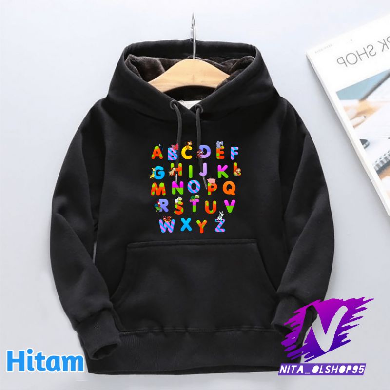 hoodie anak alphabet jaket huruf anak lucu