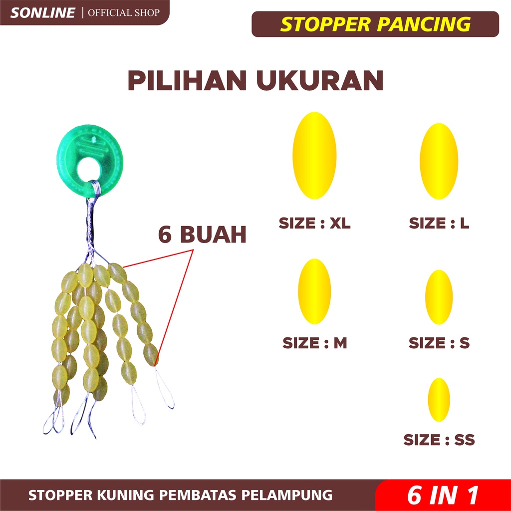 SONLINE Stopper Batang Float Warna Kuning Alat Pancing 01pcs Ukuran XL L M S 2S Penangkap Ikan YL01