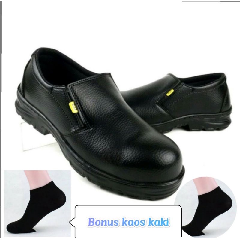 Sepatu Sapety Slip On ujung Besi Sepatu Kerja Proyek safety pria