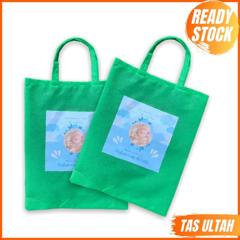 GOODIEBAG TAS SPUNBOUND KELAHIRAN BAYI TASYAKURAN AQIQAH TENDAK SITEN ULTAH TAS STIKER BABY BORN TERMURAH KEKINIAN F 25x30