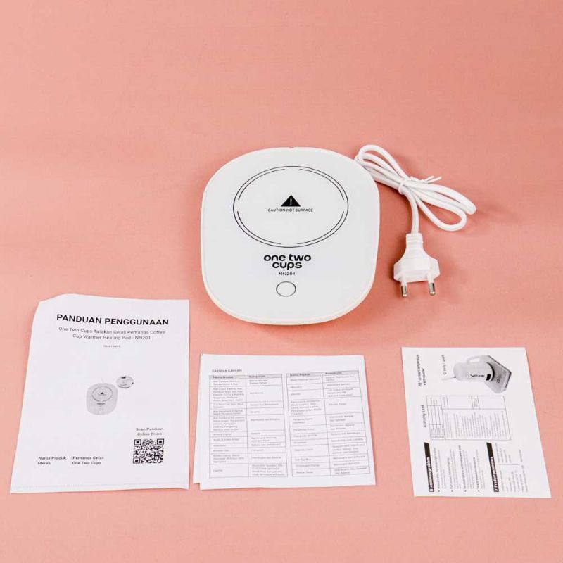 One Two Cups Tatakan Gelas Pemanas Coffee Cup Warmer Heating Pad - NN201 putih