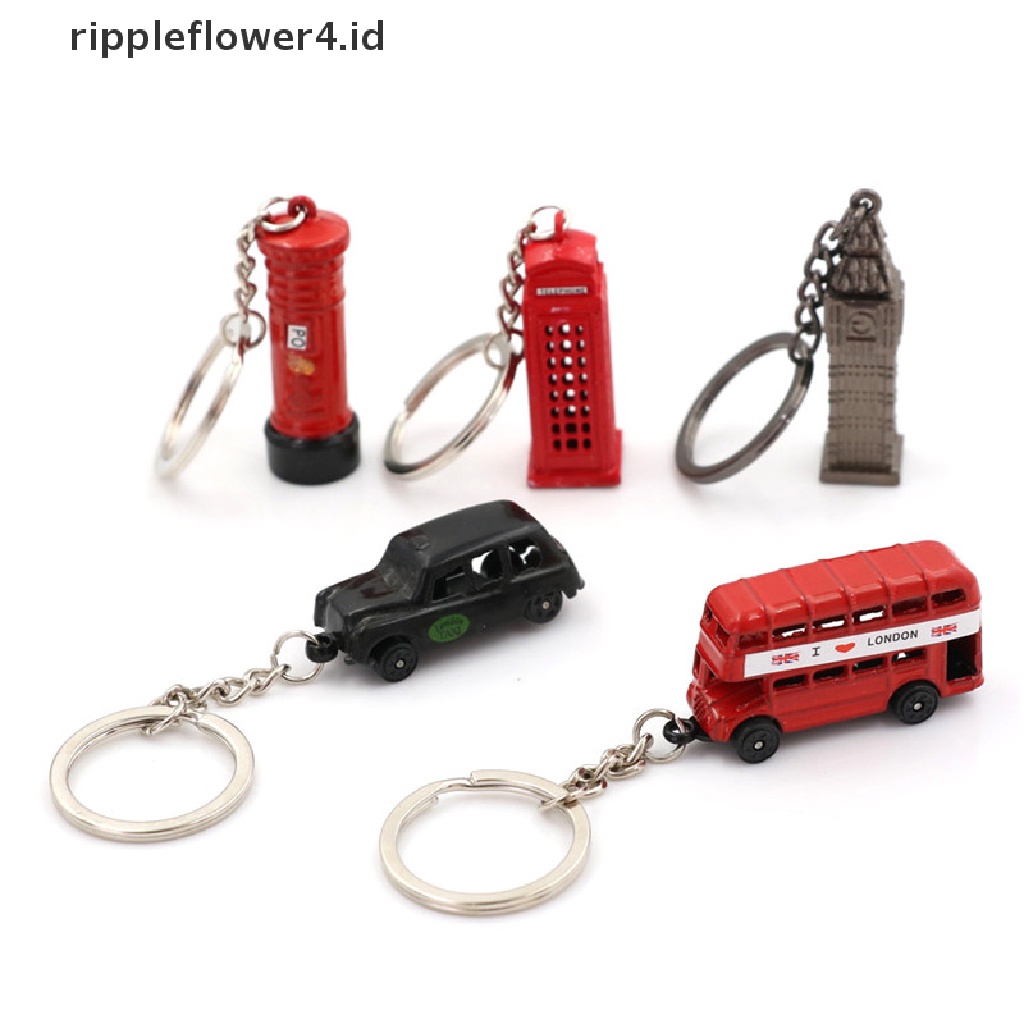 {rippleflower4.id} Miniatur Inggris Model London Gantungan Kunci Gantungan Kunci Souvenir Ojek Bis Merah~