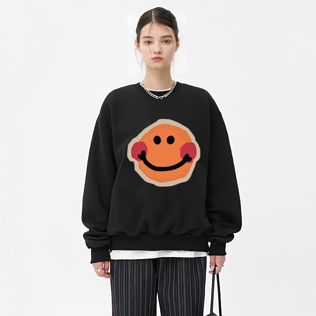 XiaoZhaiNv Korean Style Style Smiley Face Pattern Lengan Panjang Baju Sweater Wanita