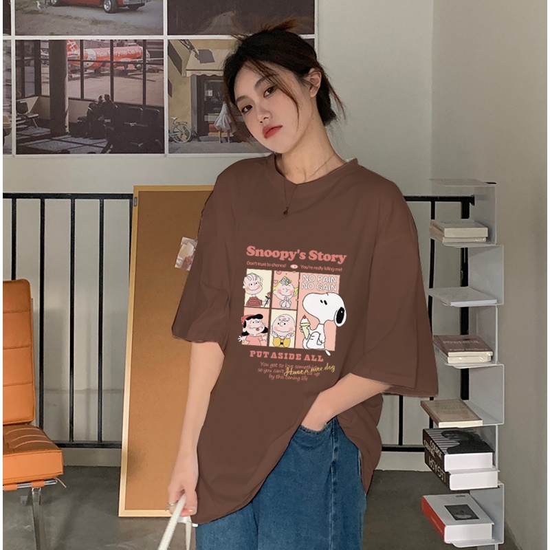 kaos wanita kekinian oversize lengan pendek cartoon character graphic print toffe t shirt vintage kaos couple