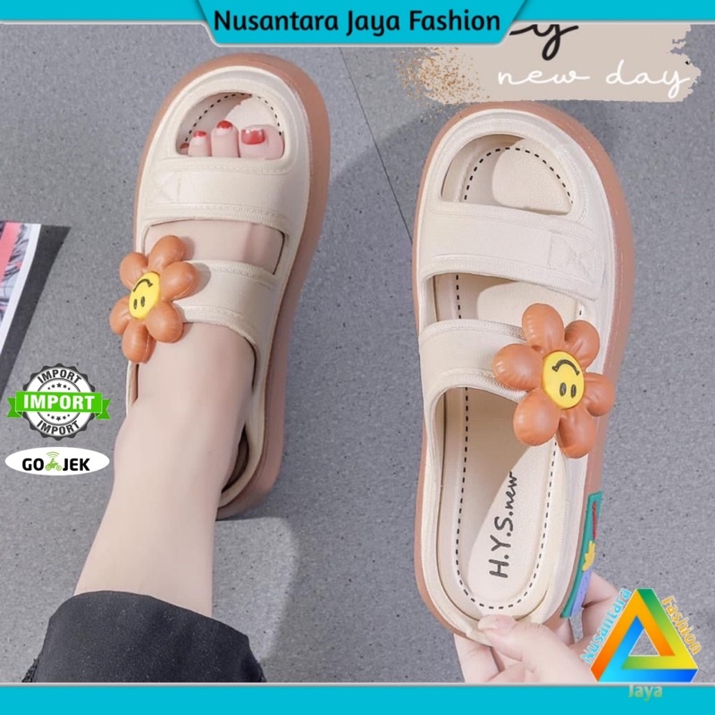 6.6 Sandal Selop Wanita Ban 2 Kembang CUTE Kekinian Balance 029