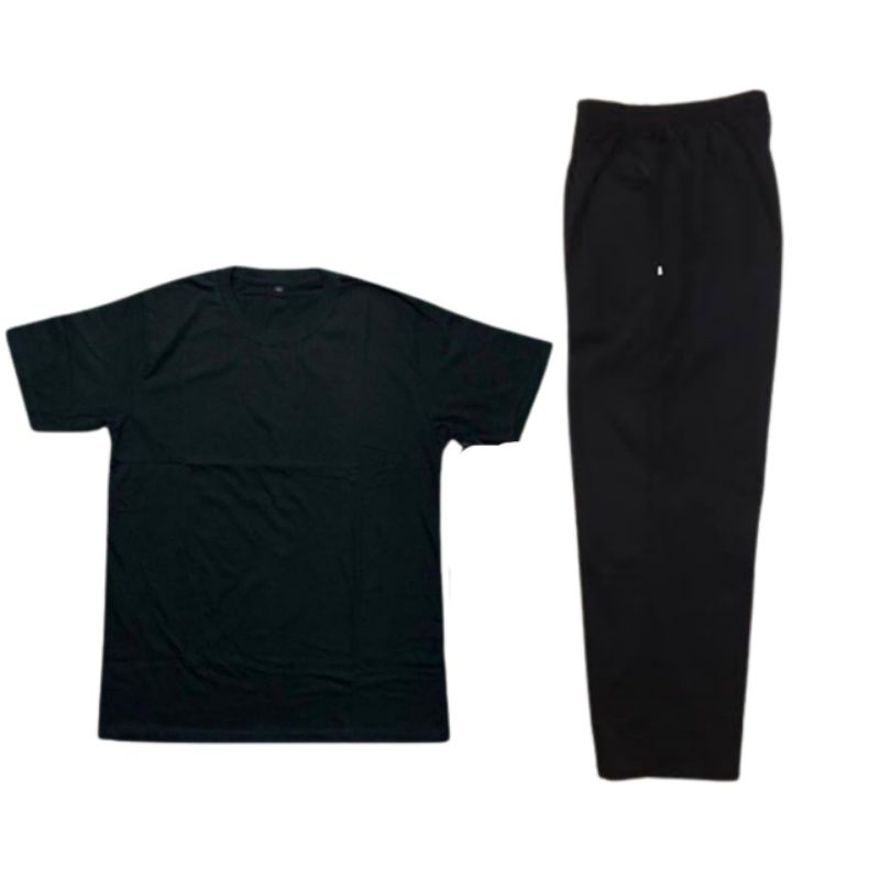 setelan kaos hitam polos/ set  training olahraga putih polos / setelan kaos putih polos pria /celana