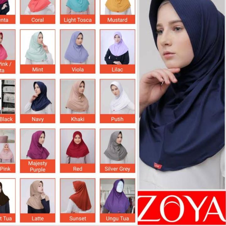 READY STOCK ORIGINAL ZOYA Casual Hijab Instant Kerudung Instan Jilbab Bergo Lycra Hitam Putih Navy B