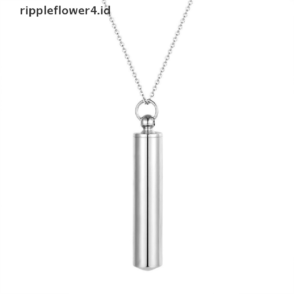 {rippleflower4.id} Botol Stainless Steel Cremation jewelry Tabung Silinder Abu Guci Liontin Kalung~